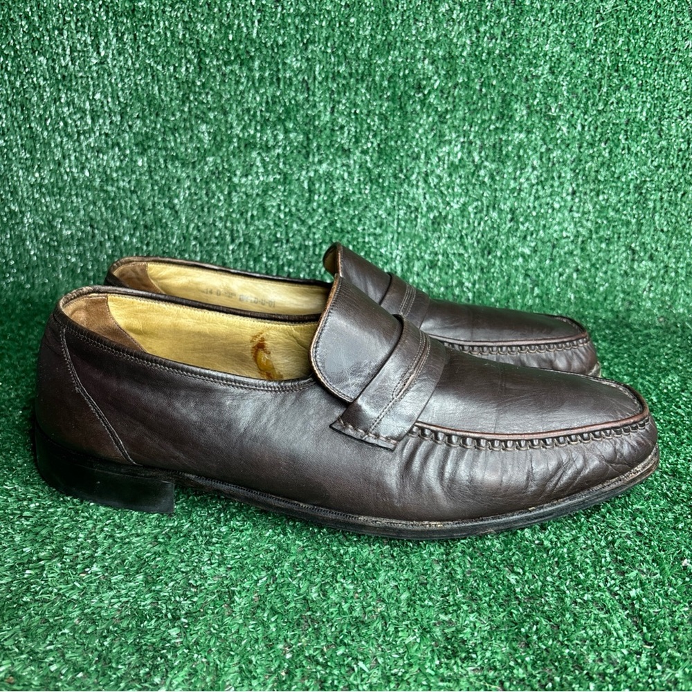 Vintage Bally “Baflo” Loafers Brown Leather Slip‎ On Shoes Size 14